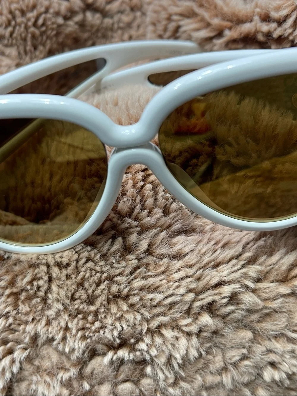 White Designer Loewe  Sunglasses with Gold Accent